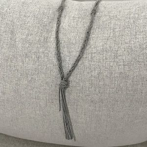 Long silver chain necklace